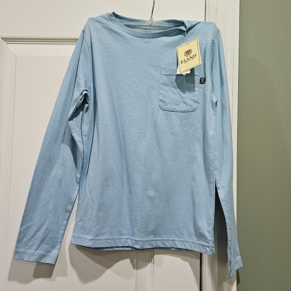 American Vintage by Eland Size 10‎ Blue Long Sleeve Pocket Tee NWT